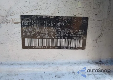 2017 Subaru Impreza 2.0I Premium из США, поврежденный, VIN 4S3GKAB64H3613345